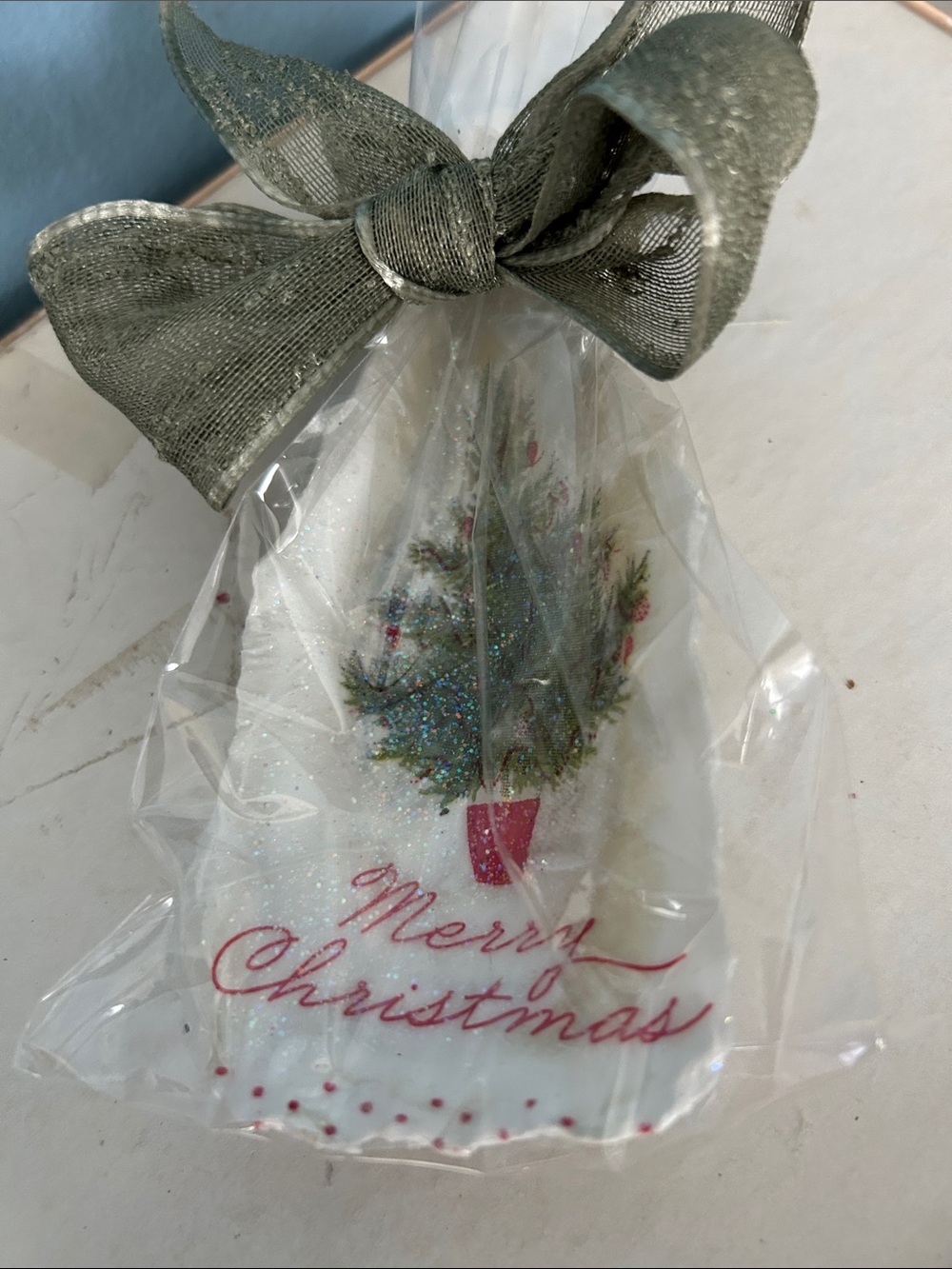 Holiday 'Merry Christmas'” Tree Ornament or Oyster Shell Trinket Dish  NEW